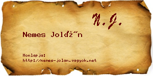 Nemes Jolán névjegykártya